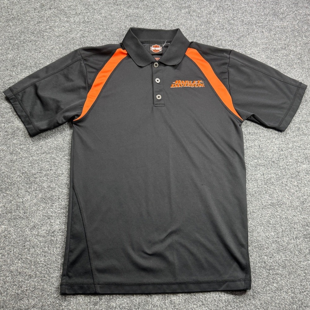 Harley‎ Davidson Polo Mens S Black Orange Susquehanna Valley Harrisburg PA Biker